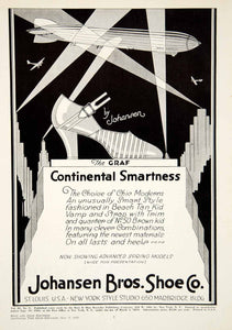 1929 Ad Graf High Heel Shoe Johansen Brother Saint Louis Blimp Aircraft YBSR1 - Period Paper
