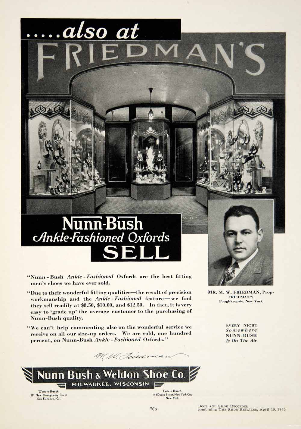 1930 Ad Nunn Bush Ankle Fashioned Oxfords Weldon Shoe Co. Milwaukee YBSR1