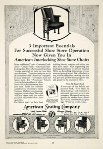 1930 Ad American Seating Company Shoe Store Chairs Chicago