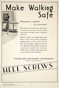 1930 Ads Alpha Wood Heel Screws United Shoe Machinery Corporation R. C YBSR1