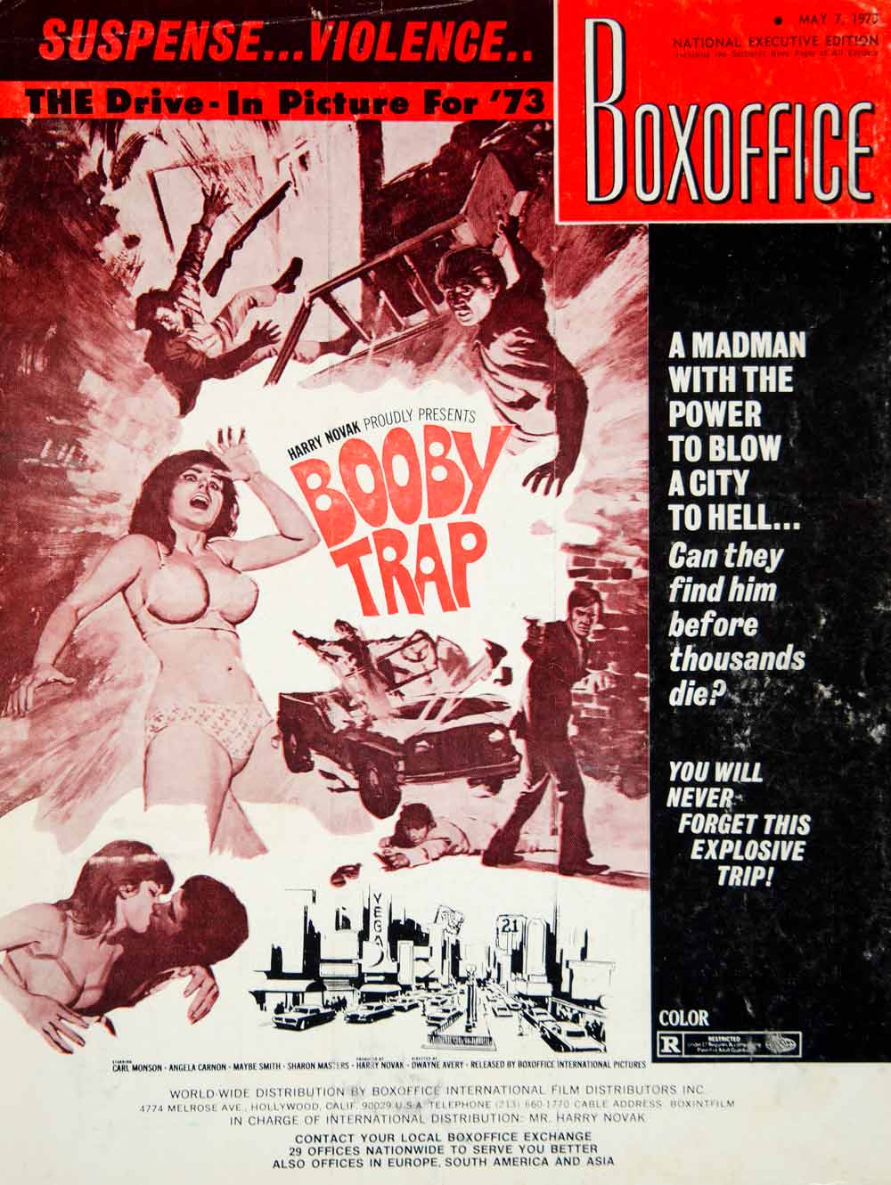 1973 Cover Boxoffice Magazine Booby Trap Movie 10 Seconds to Murder Carl YBX1