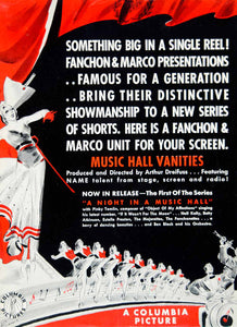 1939 Ad Movie Night in a Music Hall Pinky Tomlin Fanchon Marco Fanchonettes YBX1