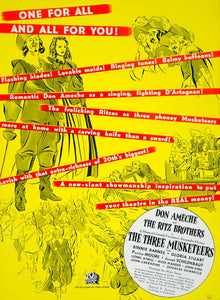 1939 Ad Film Three Musketeers Musical Comedy Allan Dwan Don Ameche Ritz YBX1