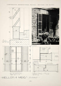 1937 Print Mellor Meigs Shutters Window Doors Sill Jamb Architecture YCA1