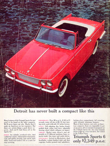 1963 Ad Triumph Sports 6 Signal Red 2 Door Convertible Car Vitesse Compact YCD2