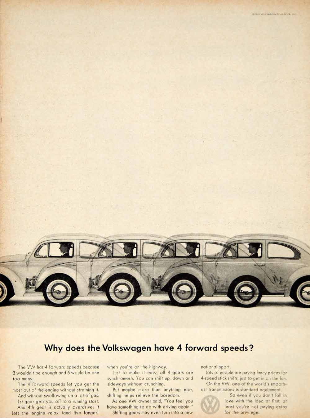 1963 Ad Volkswagen Beetle 2 Door 4 Forward Speeds Subcompact Car Saloon YCD2 - Period Paper
