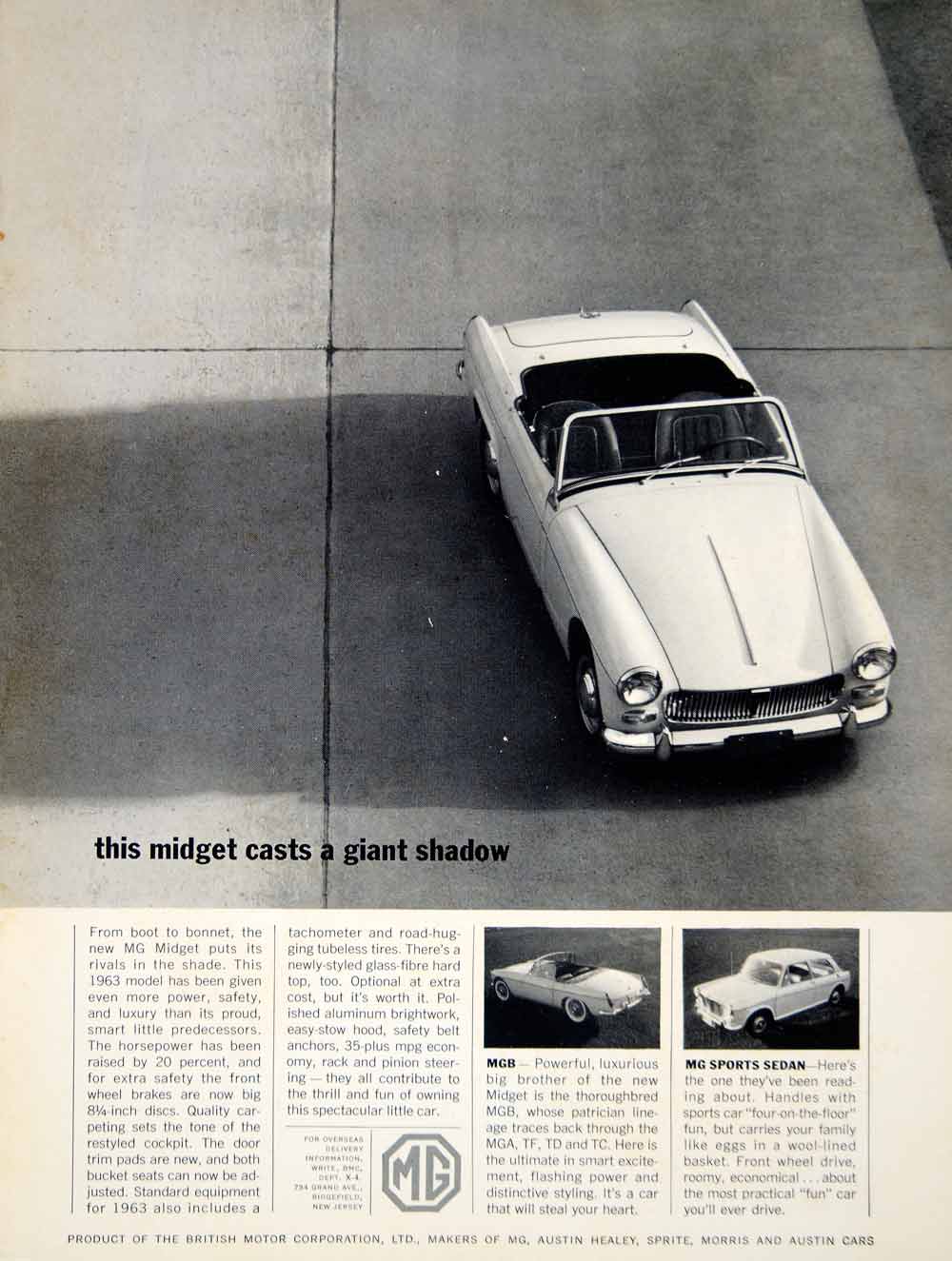 1963 Ad MG Midget 2 Door Roadster Sports Car Giant Shadow Mk I British YCD2
