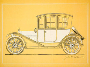 1963 Color Print John Peckham Art 1914 Regal Motor Car 2 Door Coupe Brass YCD2