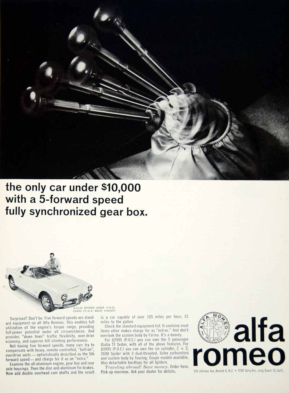 1964 Ad Alfa Romeo Giulia Spider 5-Speed Synchromesh 2 Door Import Sports YCD3