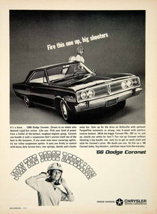 1965 Ad 1966 Dodge Coronet 2 Door Hardtop Coupe Muscle Car 383 6.3L Magnum YCD3