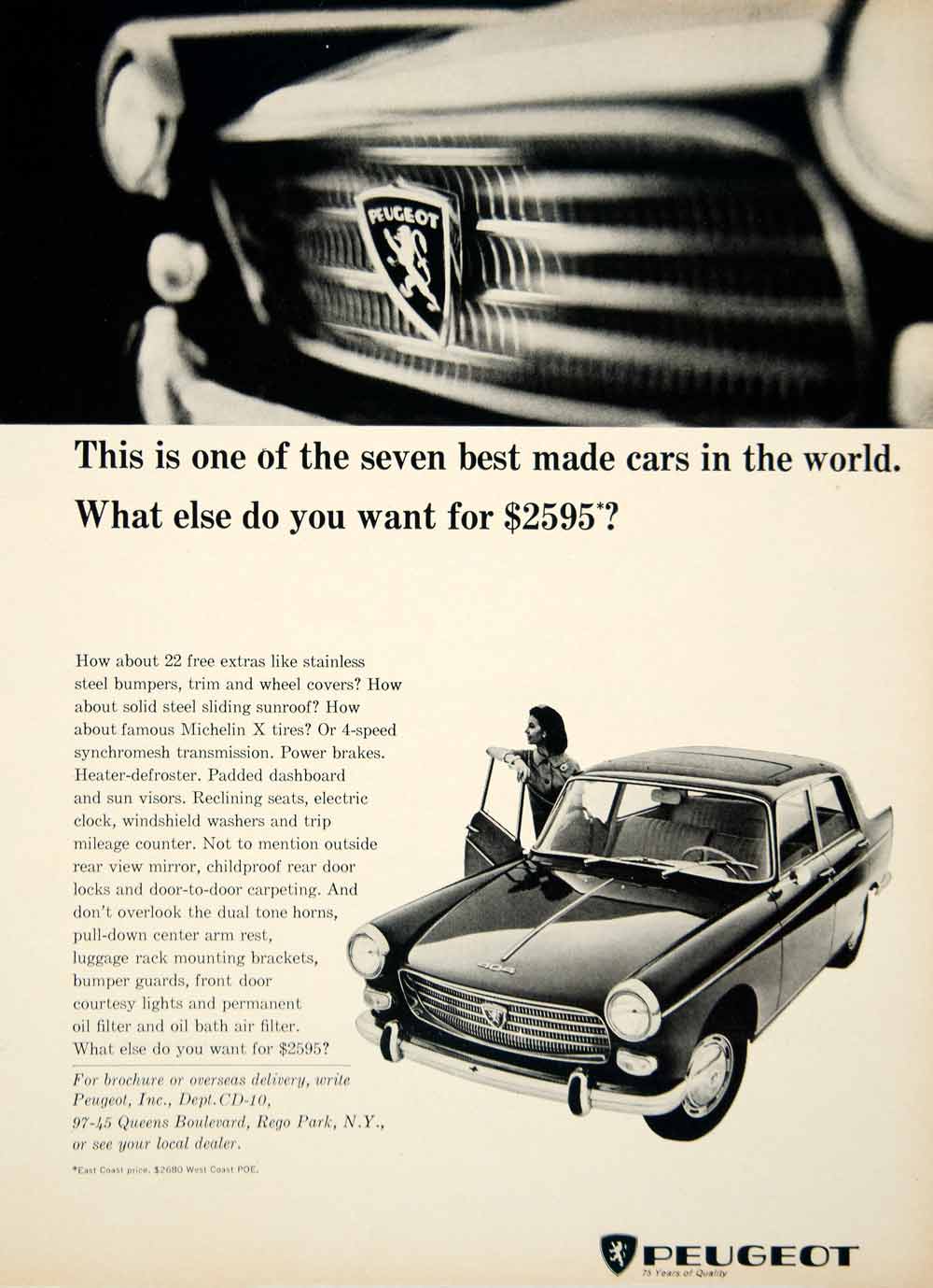 1965 Ad 1966 Peugeot 404 4 Door Saloon Family Car French Import