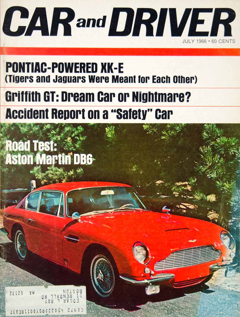 1966 Cover Car Driver Aston Martin DB6 2 Door Coupe 2+2 British Import 3.9L YCD4
