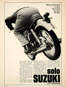 1966 Ad Suzuki X-6 Hustler Solo Motorcycle Rider 70lbs 250cc Dual Stroke YCD4