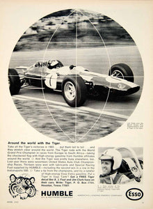 1966 Ad Humble Oil Esso Tiger Racing Fuel Jim Clark Driver World Grand Prix YCD4