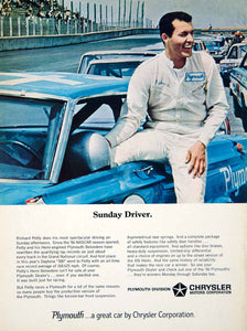 1966 Ad Plymouth Belvedere NASCAR Racing Richard Petty Sunday Driver YCD4