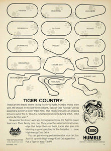 1966 Ad Special Esso Extra Racing Fuel Tiger Country Road Course Map Humble YCD4