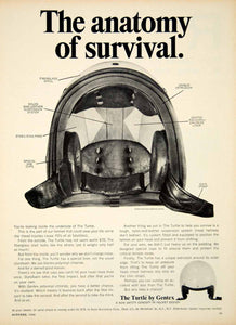1966 Ad Anatomy Survival Turtle Gentex Auto Safety Helmet 44 Whitehall St YCD4