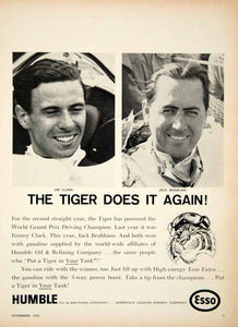 1966 Ad Esso Extra Gas Jim Clark Jack Brabham Humble Oil Tiger Race Car YCD4