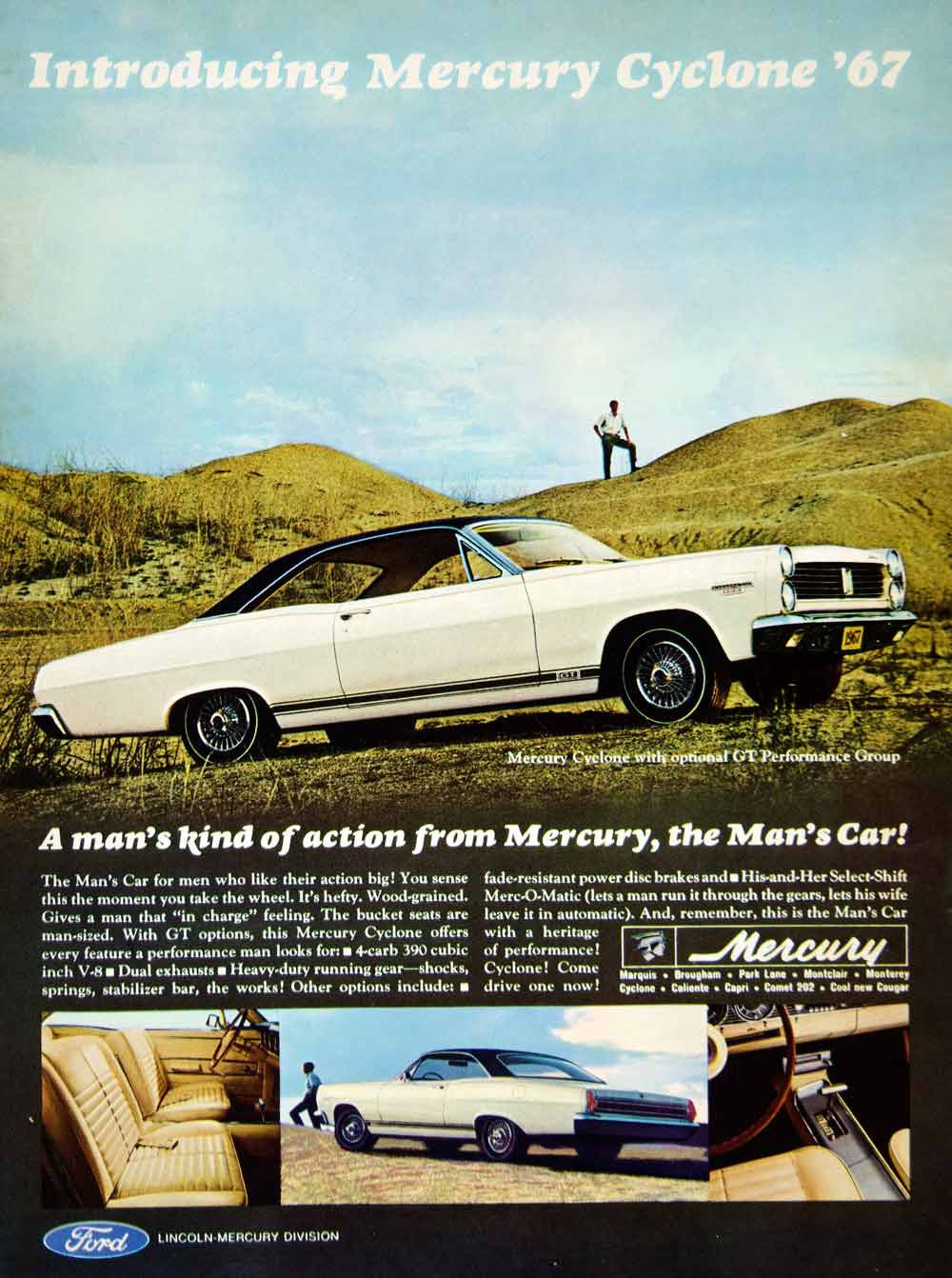1966 Ad 1967 Mercury Cyclone GT 2Door Coupe Muscle Car 390 V8 Engine YCD4
