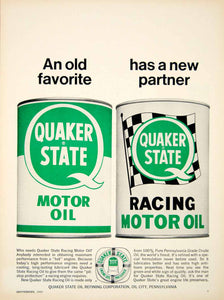 1967 Ad Quaker State Racing Motor Oil Engine Lubricant Automotive YCD5