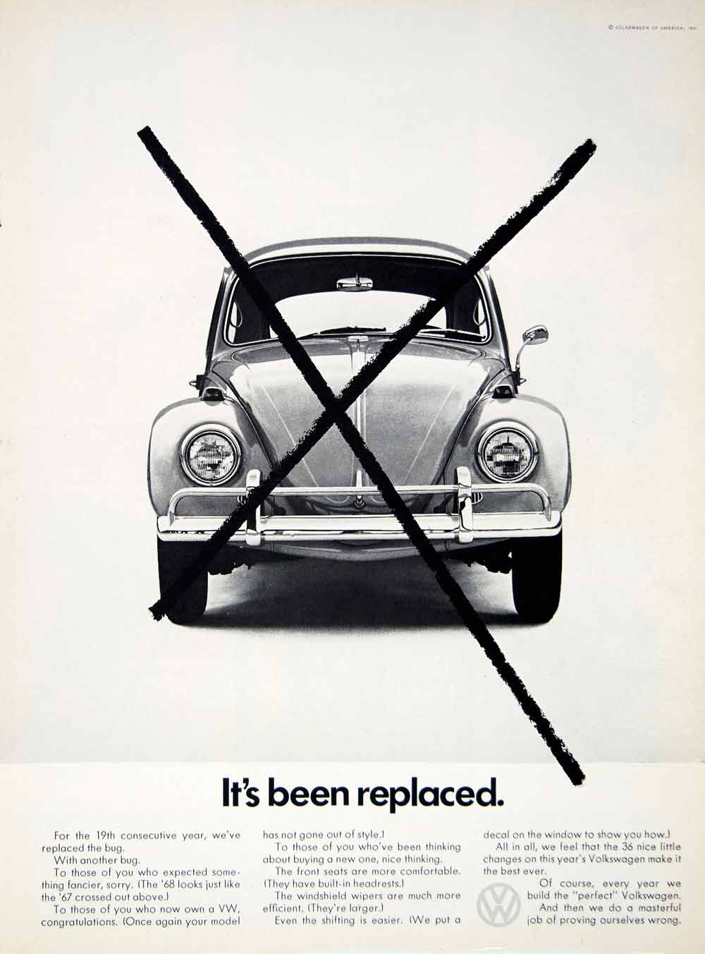 1967 Ad 1968 Volkswagen Beetle 2 Door Saloon Subcompact Car European Import YCD5