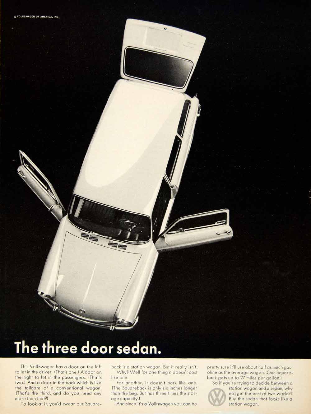 1967 Ad 1968 Volkswagen Type 411E 3 Door Squareback Estate 1.6L Import Car YCD5