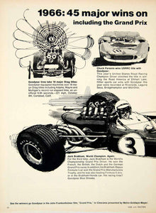 1967 Ads Grand Prix Racing Goodyear Tires Drag Chuck Parsons Jack Brabham YCD5