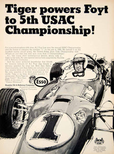 1968 Ad Humble Oil Refining Racing Motor Tiger Fuel AJ Foyt Esso Extra USAC YCD6