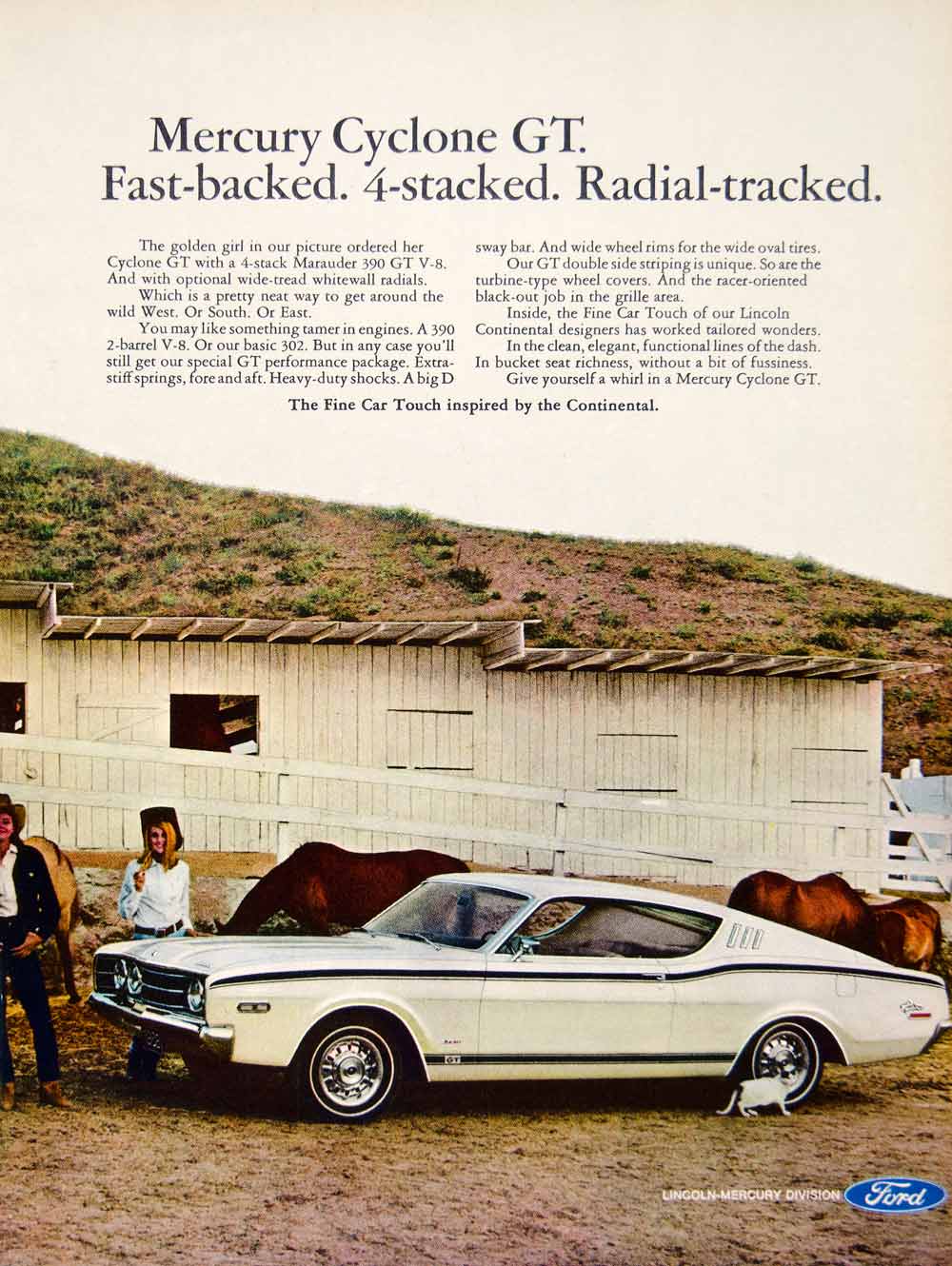 1968 Ad Mercury Cyclone GT Ford Body Stripe Muscle Car 2 Door Coupe YCD6