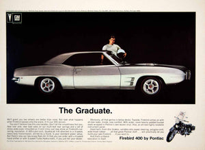1968 Ad White Firebird 400 Pontiac GM Car Auto Automobile Silver V8 Hurst YCD6