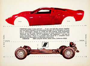 1969 Ad Fiberfab Pre Assembled Avenger GT-12 Sports Car Body Kit Red VW YCD7
