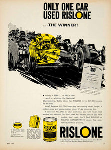 1969 Ad Shaler Rislone Concentrate Motor Oil Automotive Racing Car Bobby YCD7