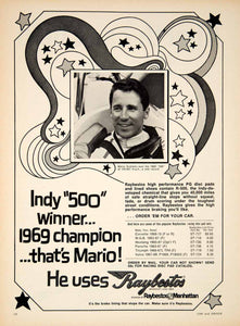 1970 Ad Raybestos Manhattan Brake Lining PG Disc Pads Auto Parts Mario YCD8