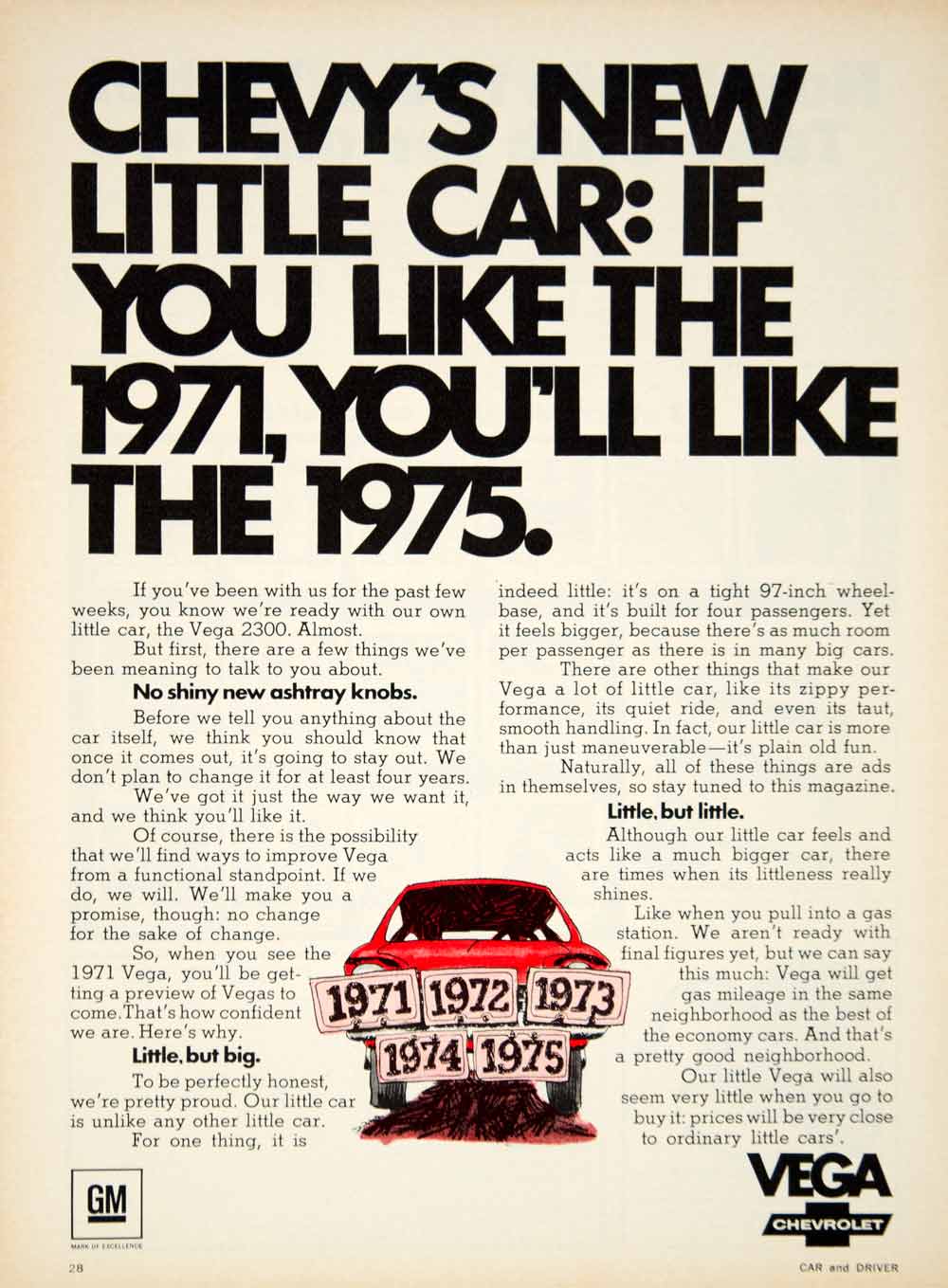 1970 Ad GM Chevrolet Vega 2Door Subcompact Car Automobile Transportation YCD8