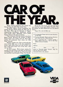 1971 Ad GM Chevrolet Vega 2 Door Hatchback Coupe Wagon Subcompact YCD8