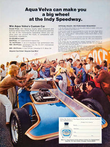1971 Ad Aqua Velva Ice Blue Mens After Shave Indy 500 Speedway Custom YCD8
