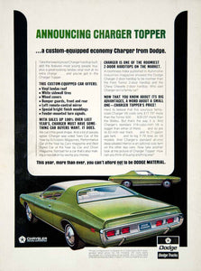 1971 Ad Chrysler Dodge Charger 2 Door Hardtop Muscle Car Collector YCD8