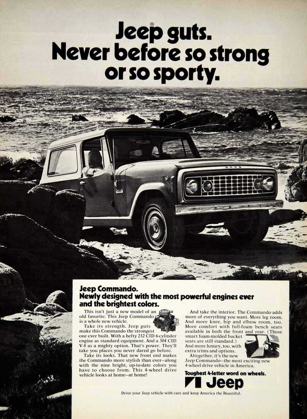 1971 Ad 1972 Jeep Commando 2 Door Off Road Collector SUV Automobile Beach YCD8