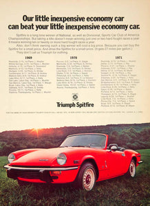 1972 Ad Triumph Spitfire Mark IV 2 Door Roadster Sports Car Red British YCD8