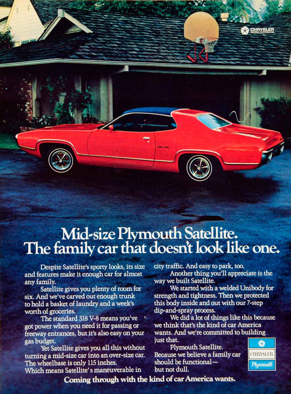 1972 Ad Chrysler Plymouth Satellite 2 Door Mid Size Coupe Muscle Car YCD8