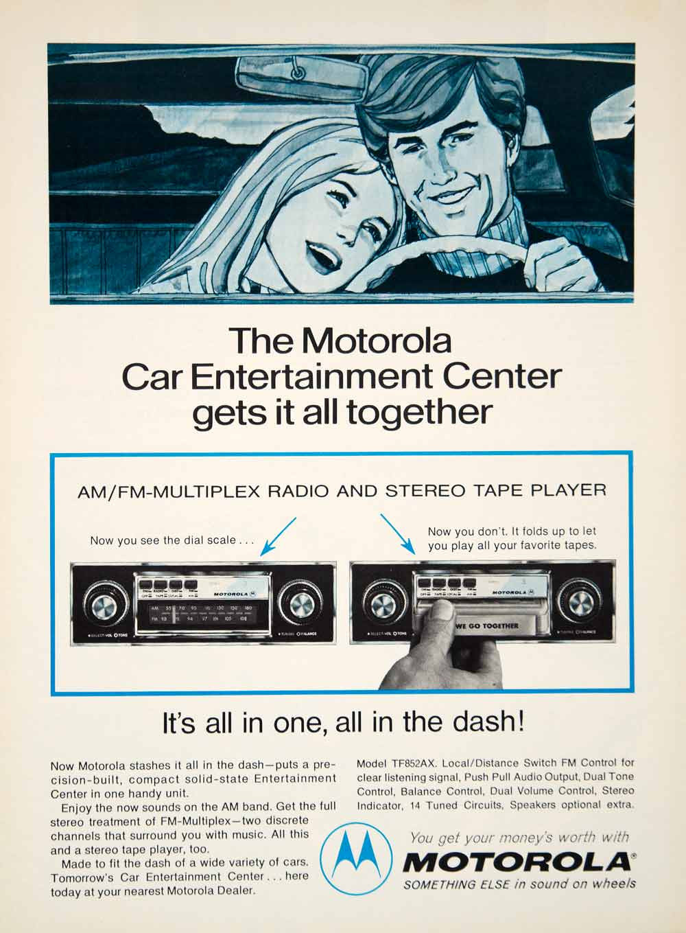 1972 Ad Motorola TF852AX Car Entertainment Center AM/FM Radio Tape Pla ...