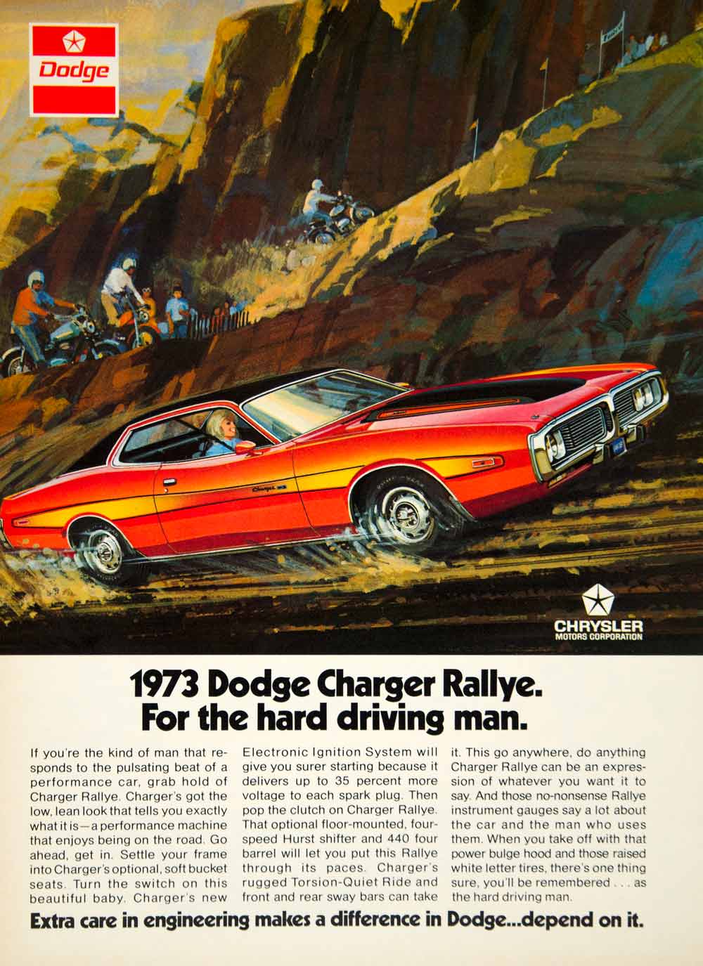 1972 Ad Dodge Charger Rallye Chrysler Motor Company Automobile Red Muscle YCD8