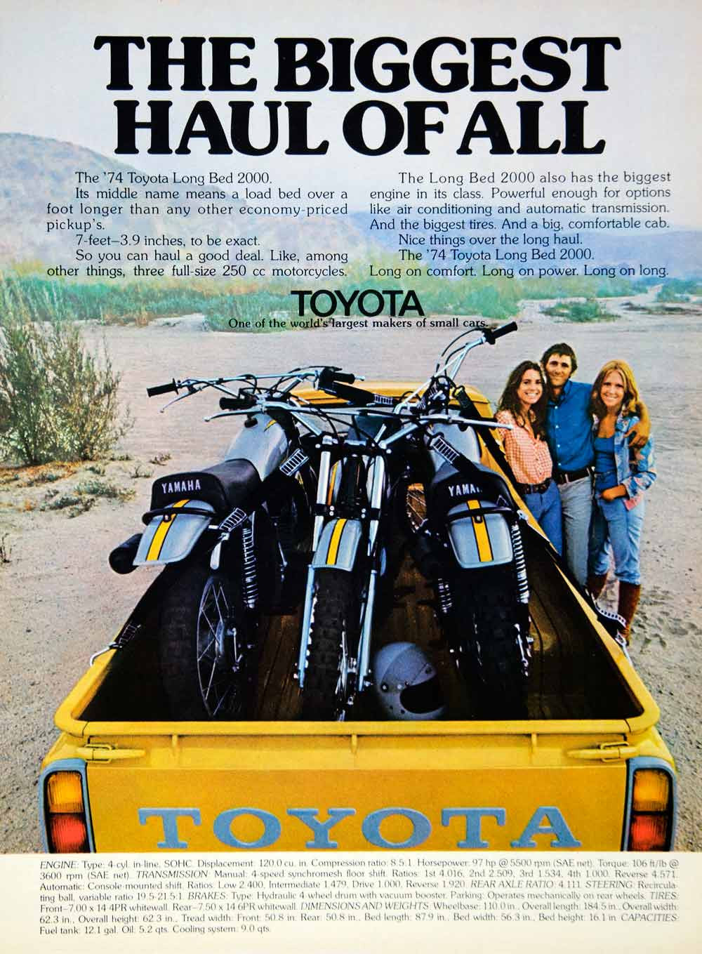 1973 Ad 1974 Toyota Long Bed 2000 Pickup Truck Yamaha Motorcycles Biggest YCD9