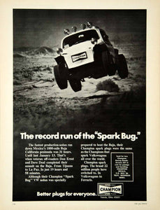 1973 Ad Champion Spark Plugs Off-Road Racing VW Sedan Bug Don Ernst Dave YCD9