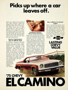 1974 Ad 1975 Chevrolet El Camino 2 Door Coupe Utility Vehicle GM 250 CID YCD9