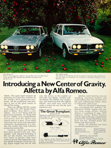 1975 Ad Alfa Romeo Alfetta GT 4 Door Sedan 158/159 Balanced Car Apple YCD9
