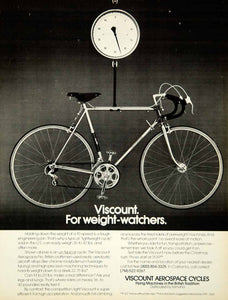 1975 Ad Viscount Aerospace Pro Cycles Weight Watchers 10-Speed Chrome YCD9