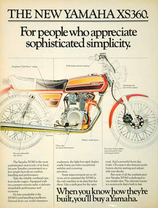 1976 Ad Yamaha XS360 Motorcycle DOHC 4-Stroke Engine Sophisticated YCD9