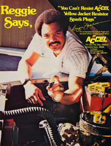 1979 Ad Reggie Jackson NY Yankees Accel Yellow Jacket Spark Plugs YCD9