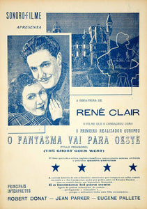 1936 Ad Movie Fantasma Vai Para Oeste Ghost Goes West Rene Clair Film YCF1